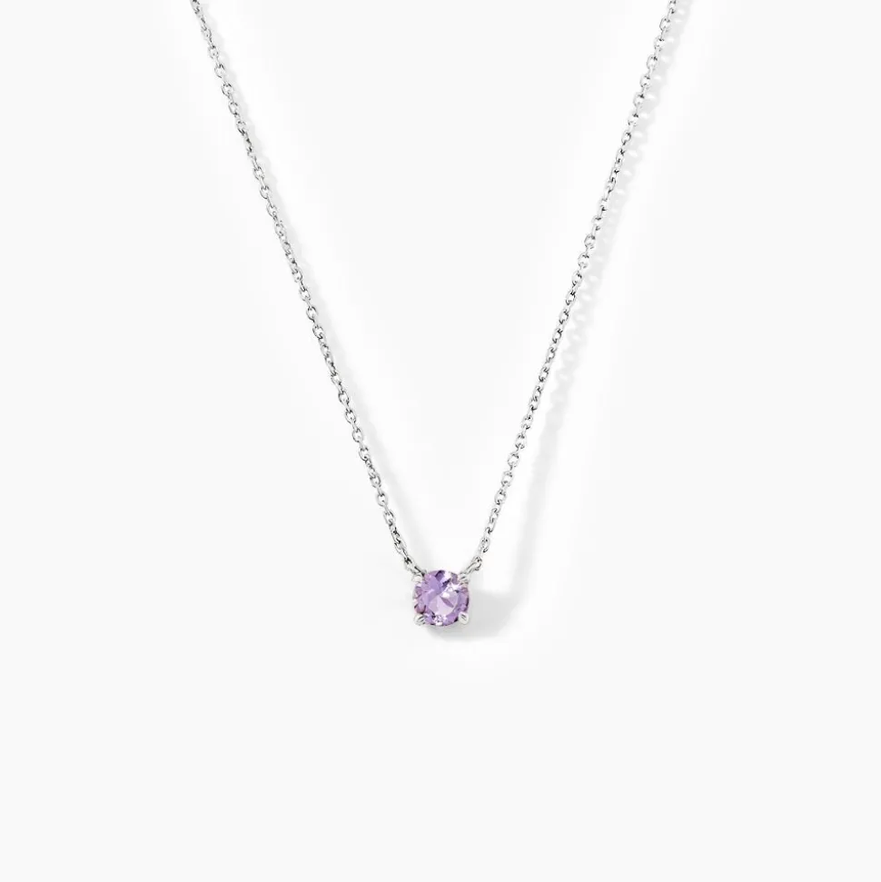 Collier Clair Or Blanc Amethyste