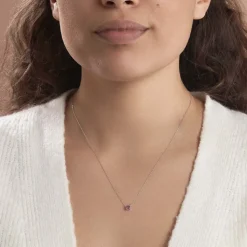 Collier Clair Or Blanc Amethyste