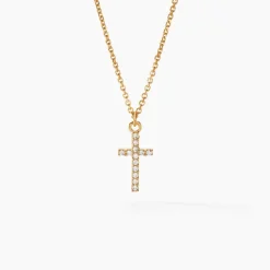 Collier Cobeia Croix Maille Forçat Or Jaune Oxyde De Zirconium