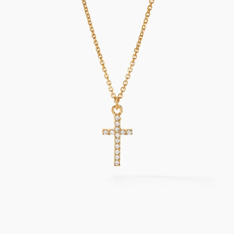 Collier Cobeia Croix Maille Forçat Or Jaune Oxyde De Zirconium