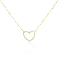 Collier Coeur Droit Or Jaune Oxyde De Zirconium