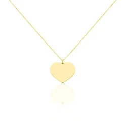 Collier Coeur Gravable Or Jaune