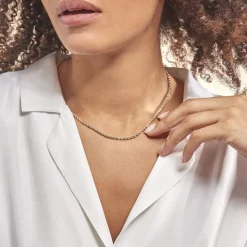 Collier Cordelia Maille Corde Et Venitienne Or Bicolore