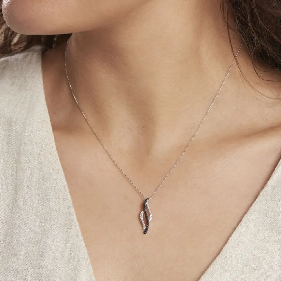 Collier Courbes Or Blanc Diamant