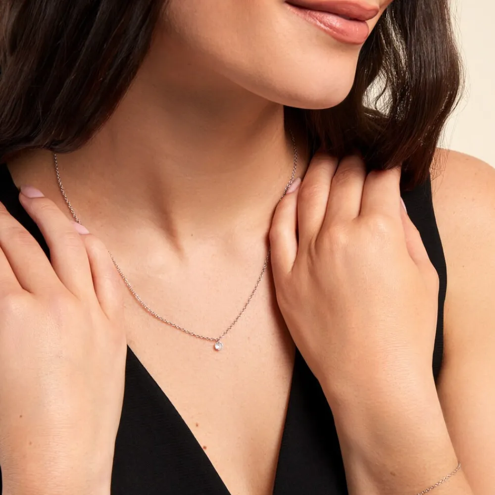 Collier Court Argent Blanc Constantin Oxyde De Zirconium|Marc Orian New