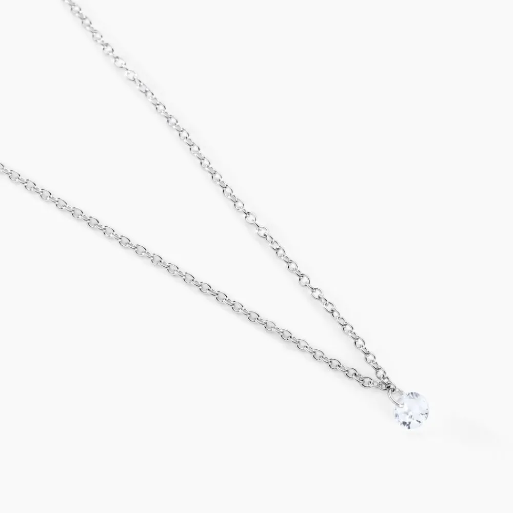 Collier Court Argent Blanc Constantin Oxyde De Zirconium|Marc Orian New