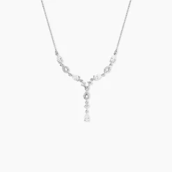 Collier Cravate Argent Blanc Benedito Oxydes De Zirconium