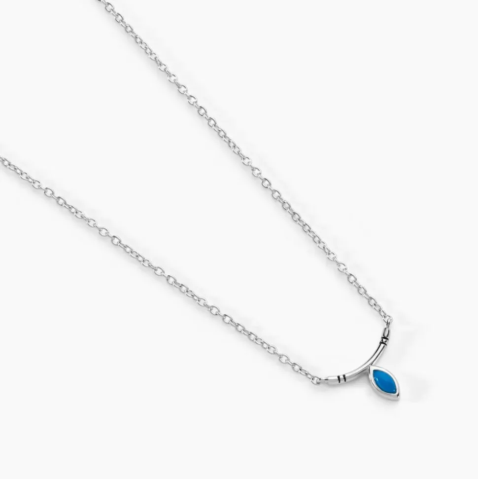 Collier Cyane Argent Blanc Turquoise