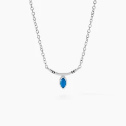 Collier Cyane Argent Blanc Turquoise