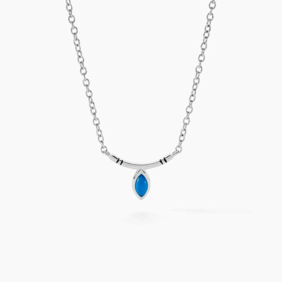 Collier Cyane Argent Blanc Turquoise