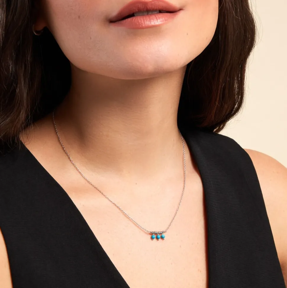 Collier Della Argent Blanc Turquoise