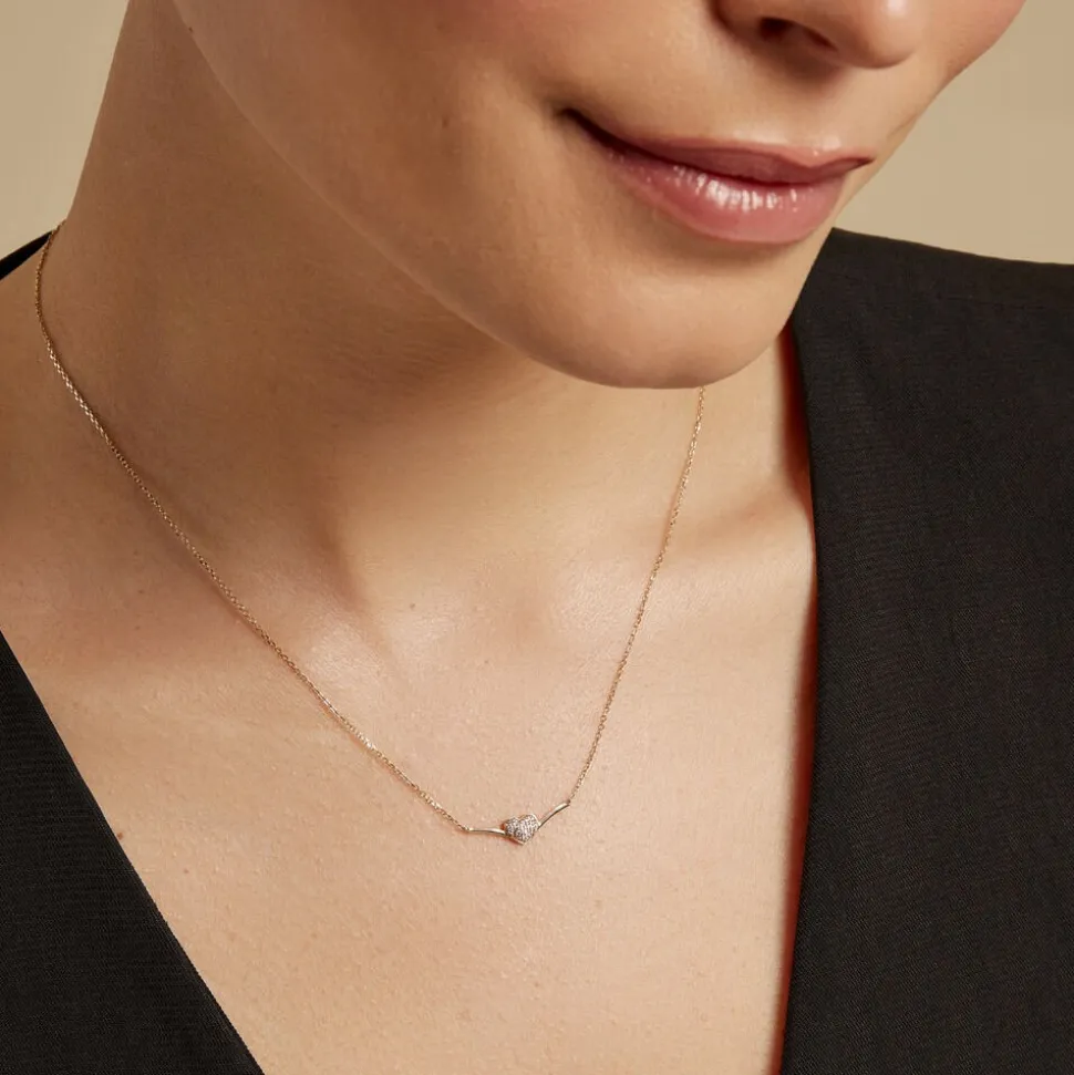 Collier Eclat D'amour Or Jaune Oxyde De Zirconium
