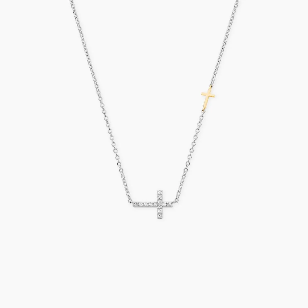 Collier Edline Or Jaune et Argent Blanc Oxyde De Zirconium|Marc Orian Online