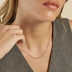 Collier Eugenie Argent Rose Oxyde De Zirconium