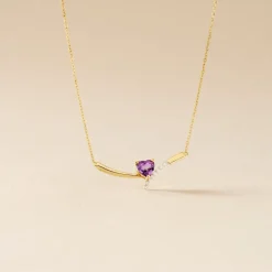 Collier Eva Or Jaune Amethyste Et Oxyde De Zirconium