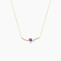 Collier Eva Or Jaune Amethyste Et Oxyde De Zirconium