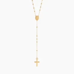 Collier Evelina Croix Maille Boule Or Jaune