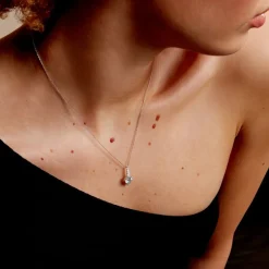 Collier Fany Or Blanc Topaze Et Oxyde De Zirconium