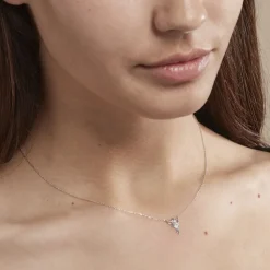 Collier Fee Or Blanc Diamant