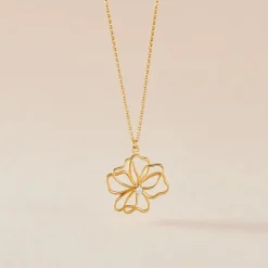 Collier Floraison Dorée Or Jaune Oxyde De Zirconium