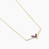 Collier Florelys Or Jaune Améthyste Oxyde De Zirconium
