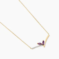 Collier Florelys Or Jaune Améthyste Oxyde De Zirconium