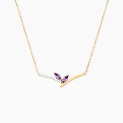 Collier Florelys Or Jaune Améthyste Oxyde De Zirconium