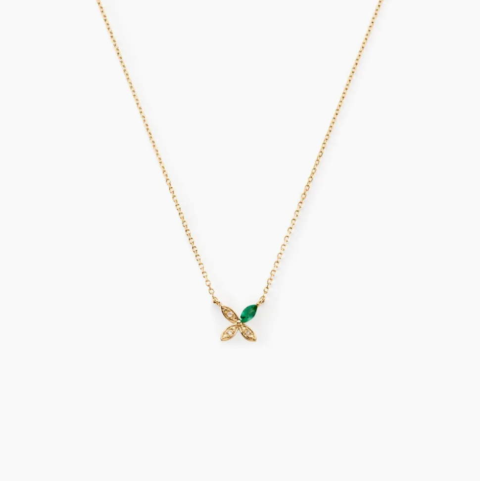 Collier Flower Power Or Jaune Emeraude Diamant