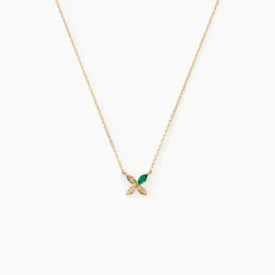 Collier Flower Power Or Jaune Emeraude Diamant