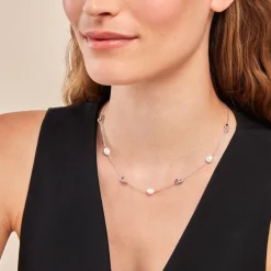 Collier Gaetane Argent Blanc Perle De Culture Oxyde De Zirconium|Marc Orian