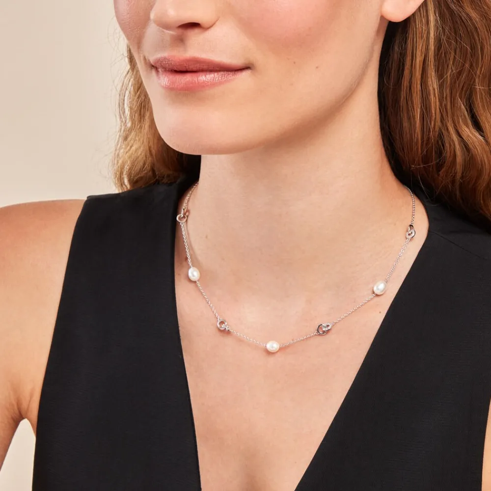 Collier Gaetane Argent Blanc Perle De Culture Oxyde De Zirconium|Marc Orian