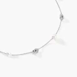 Collier Gaetane Argent Blanc Perle De Culture Oxyde De Zirconium|Marc Orian