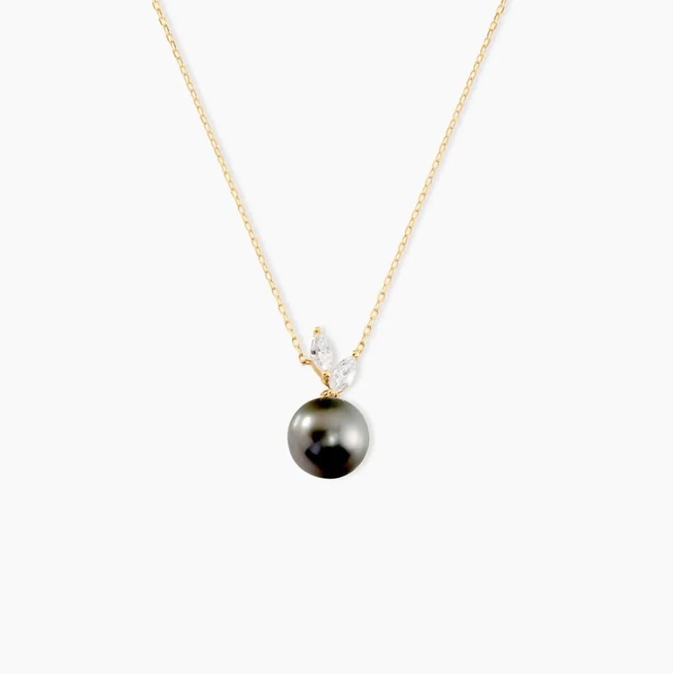 Collier Giuseppe Or Jaune Perle De Tahiti Oxyde Zirconium