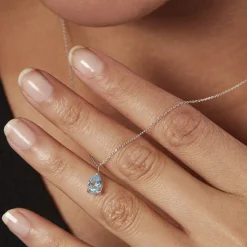 Collier Goutte Or Blanc Topaze