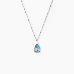 Collier Goutte Or Blanc Topaze