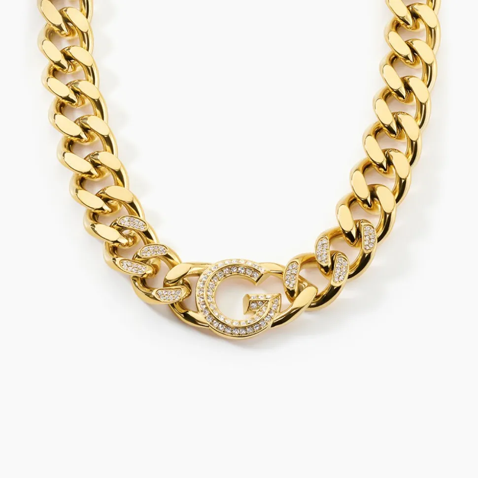 Collier Guess G Crystal Acier Jaune Oxyde De Zirconium
