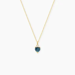 Collier Heart Or Jaune Topaze Oxyde De Zirconium