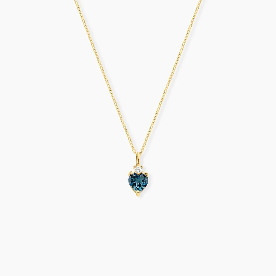 Collier Heart Or Jaune Topaze Oxyde De Zirconium