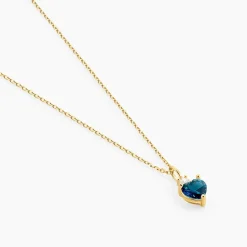 Collier Heart Or Jaune Topaze Oxyde De Zirconium