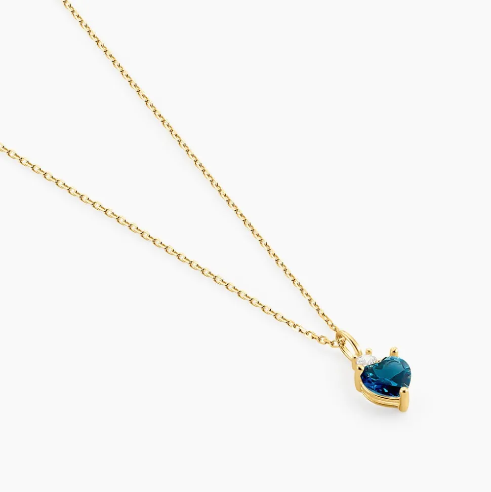 Collier Heart Or Jaune Topaze Oxyde De Zirconium