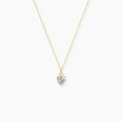 Collier Heart Or Jaune Topaze Oxyde De Zirconium