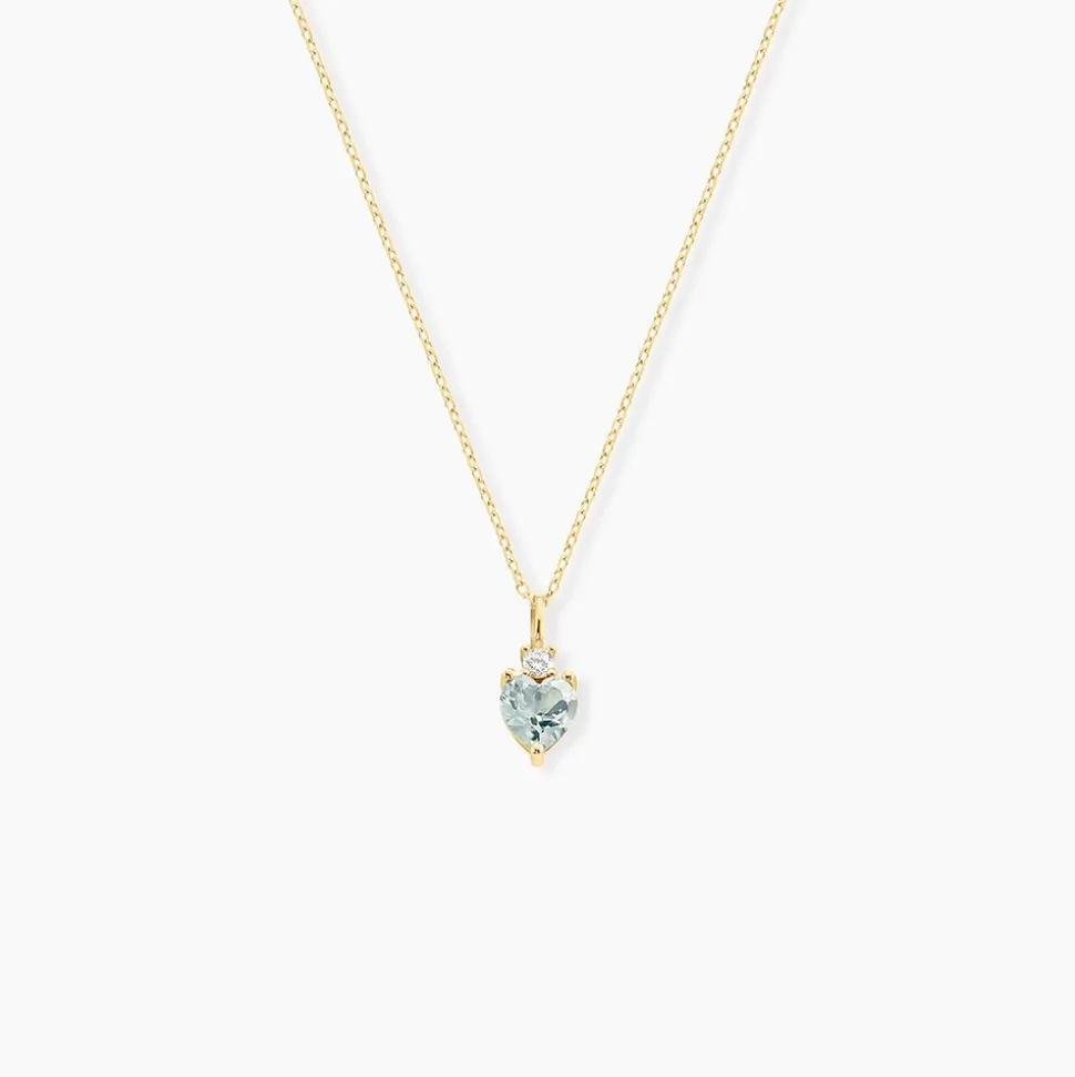 Collier Heart Or Jaune Topaze Oxyde De Zirconium