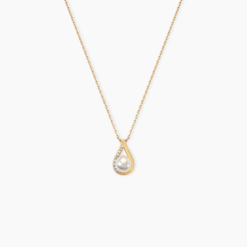 Collier Helin Or Jaune Perle De Culture Et Oxyde De Zirconium