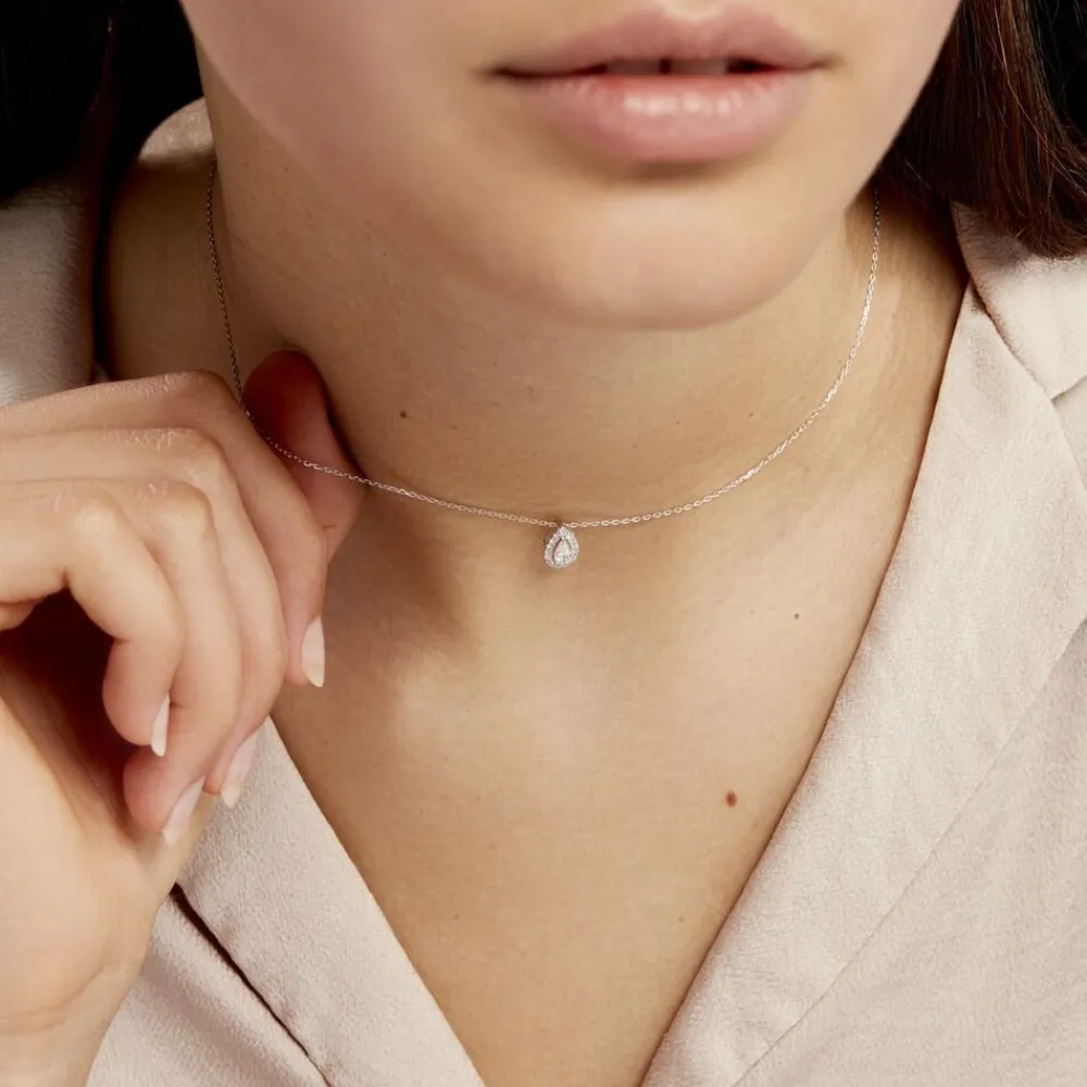 Collier Hildana Or Blanc Oxyde De Zirconium|Marc Orian Best