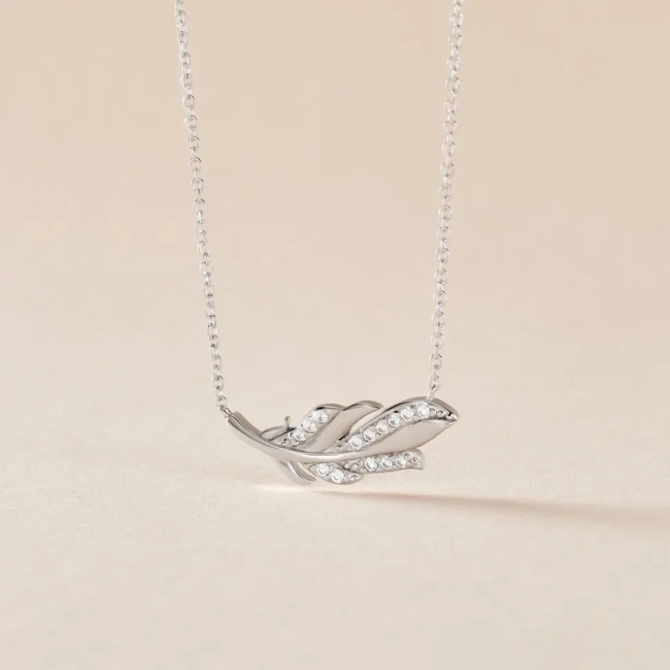 Collier Isae Argent Blanc Oxyde De Zirconium