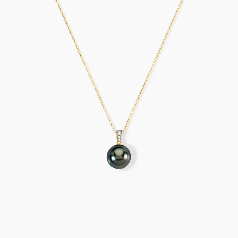 Collier Jodocus Or Jaune Perle De Tahiti Oxyde Zirconium