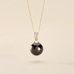 Collier Jodocus Or Jaune Perle De Tahiti Oxyde Zirconium