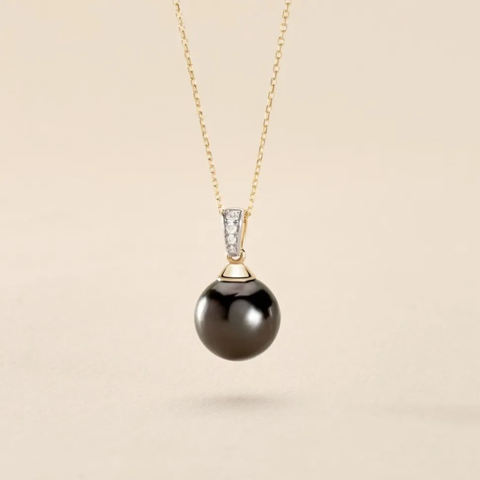 Collier Jodocus Or Jaune Perle De Tahiti Oxyde Zirconium