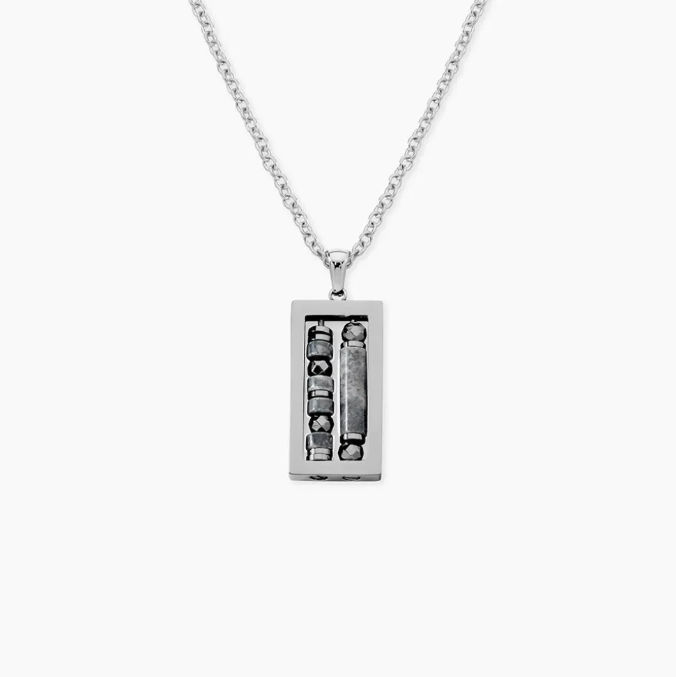 Collier Jourdan Acier Blanc Jaspe Africain