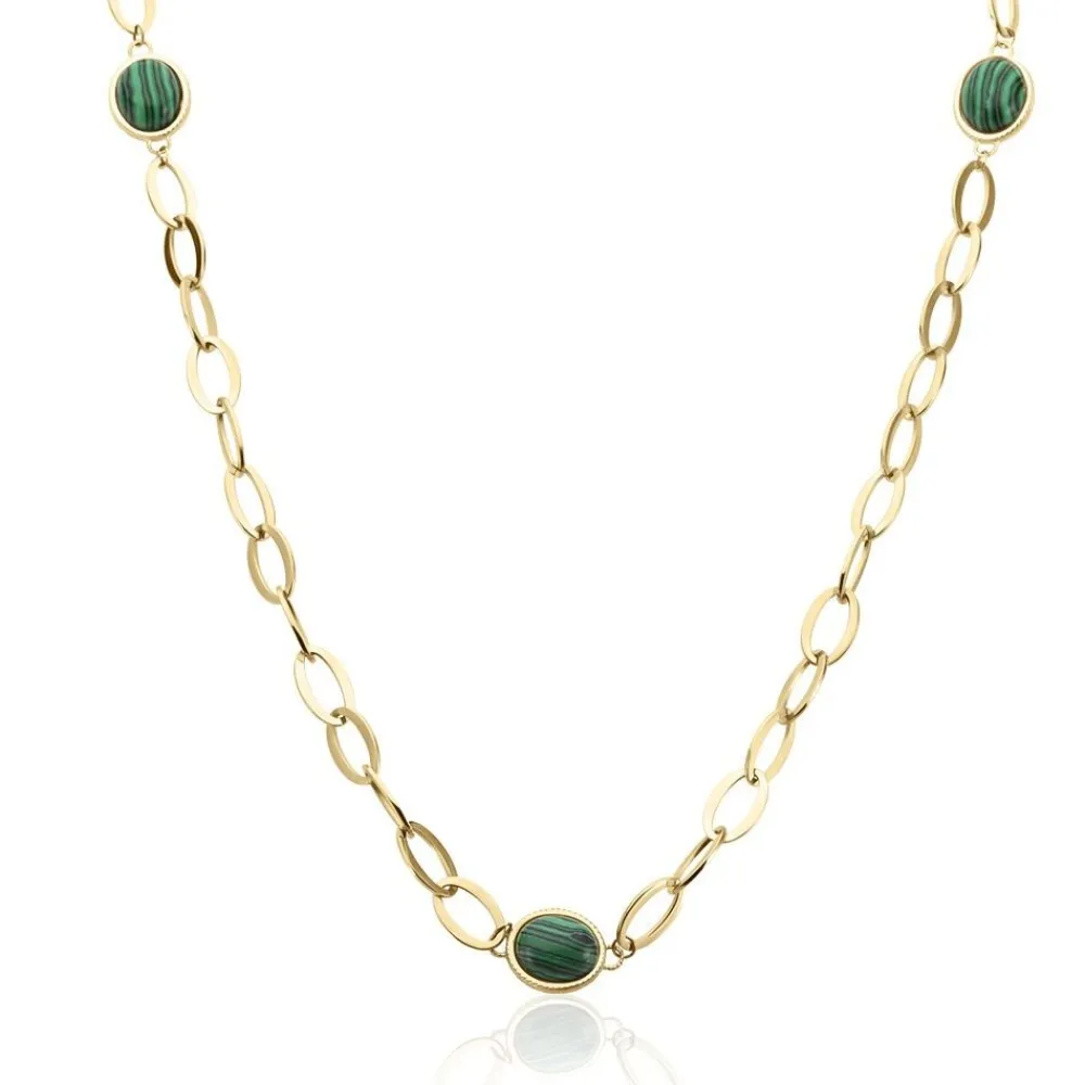 Collier Julyan Acier Doré Malachite|Marc Orian Clearance
